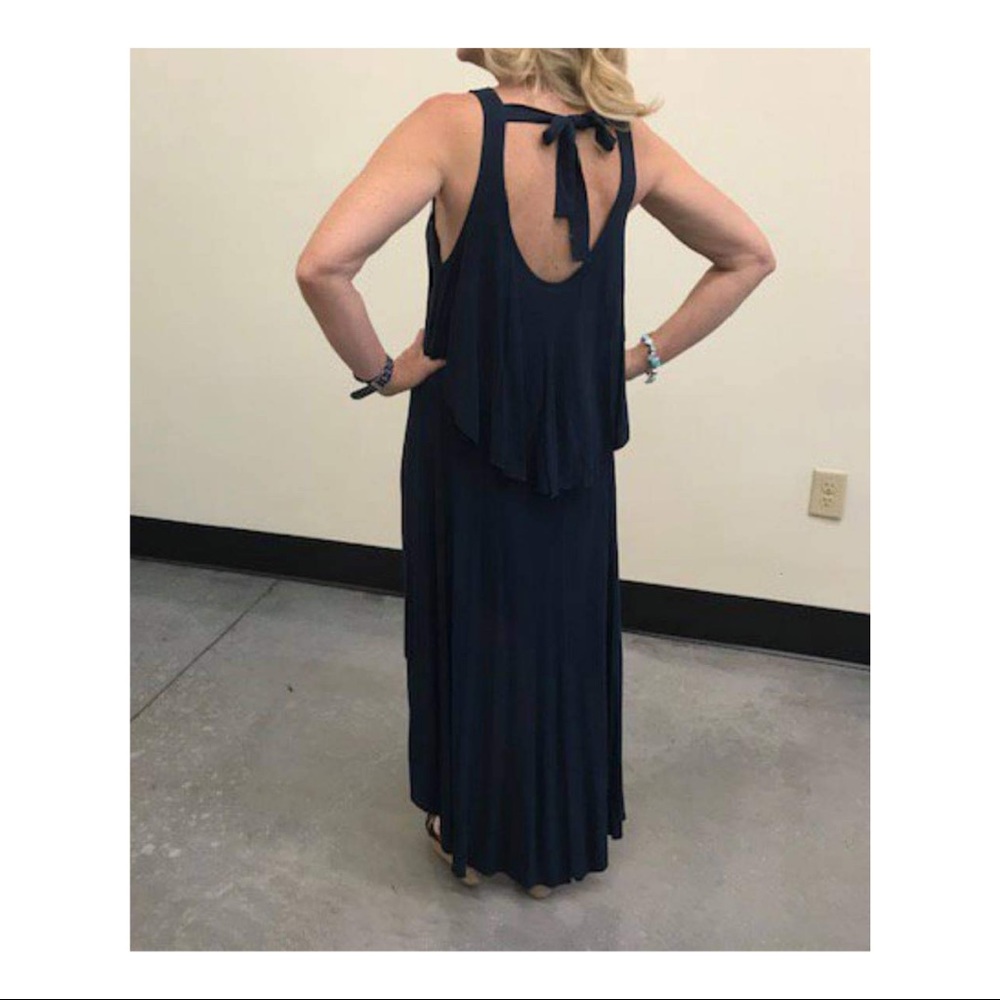 Mono B Navy Maxi Sundress High-low - Lg